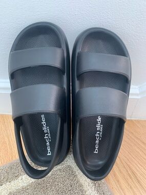 J/SLIDES Black Double-Strap BeachSlides Sandals